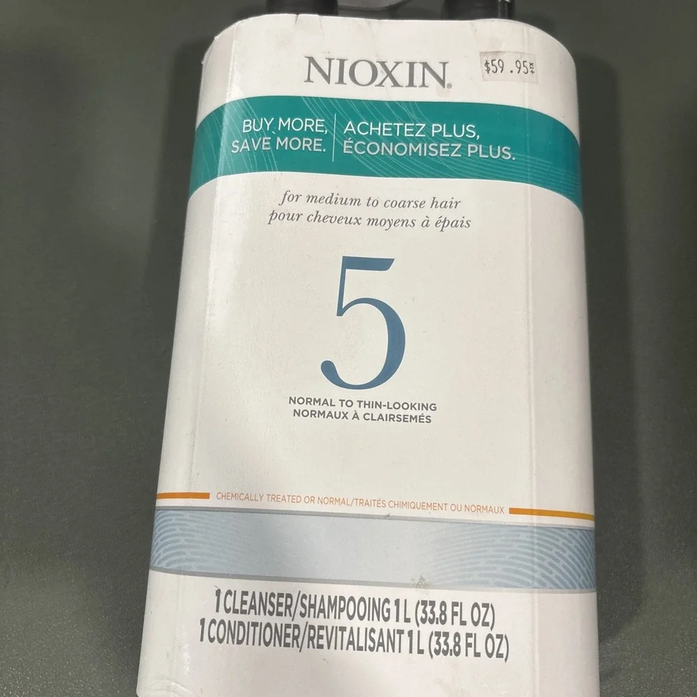 Nioxin System 5 Cleanser Shampoo & Conditioner Duo Pack 1L / 33.8 oz Each Bottle